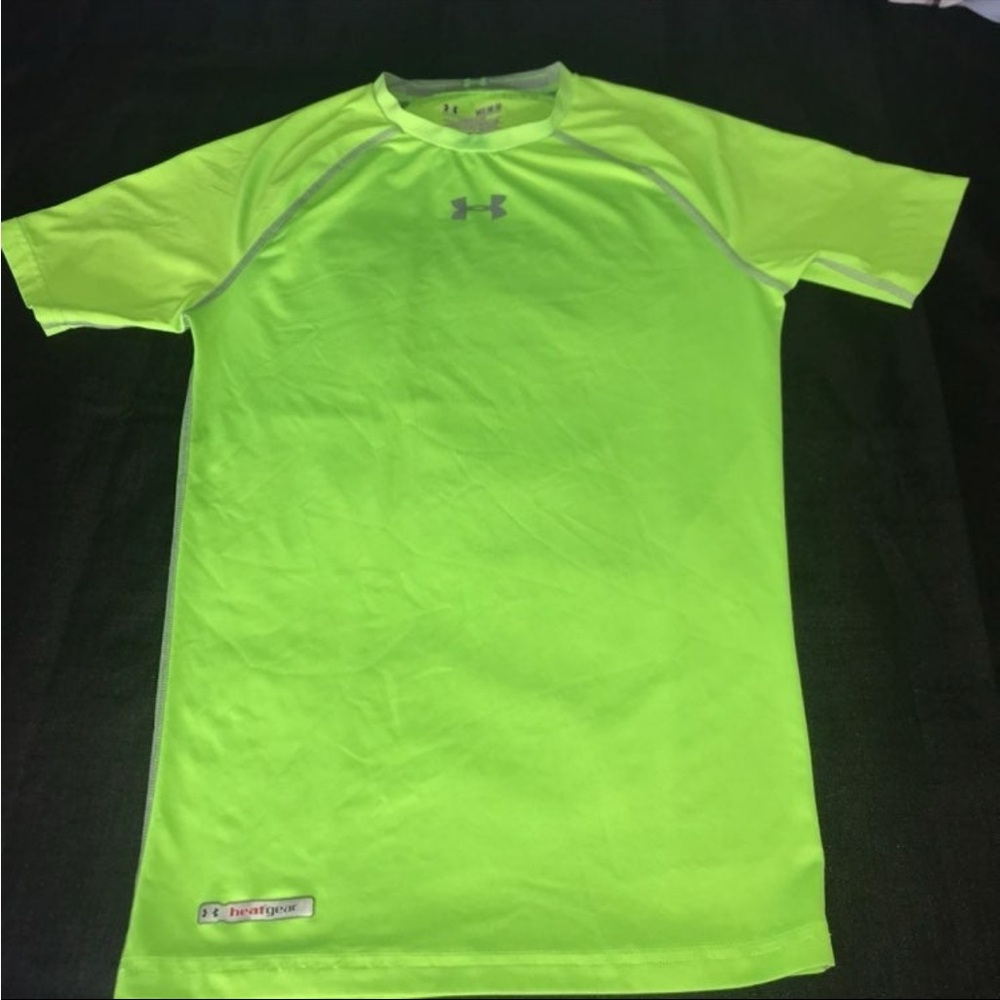 Under Armour Neon Yellow-Green Short Sleeve Performance Tee Heat Gear